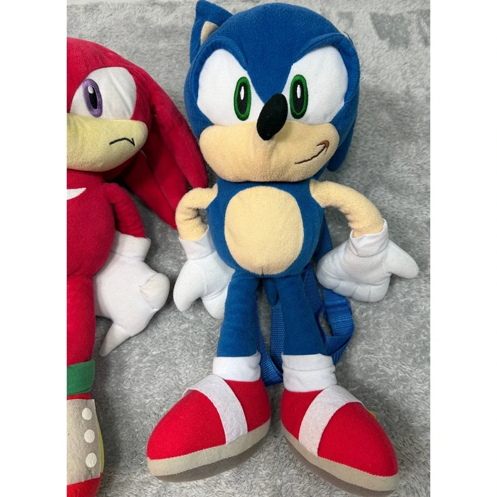 Sega Backpack Kids OS Multicolor Sonic Knuckles Shadow Plush Set of 3 Bundle